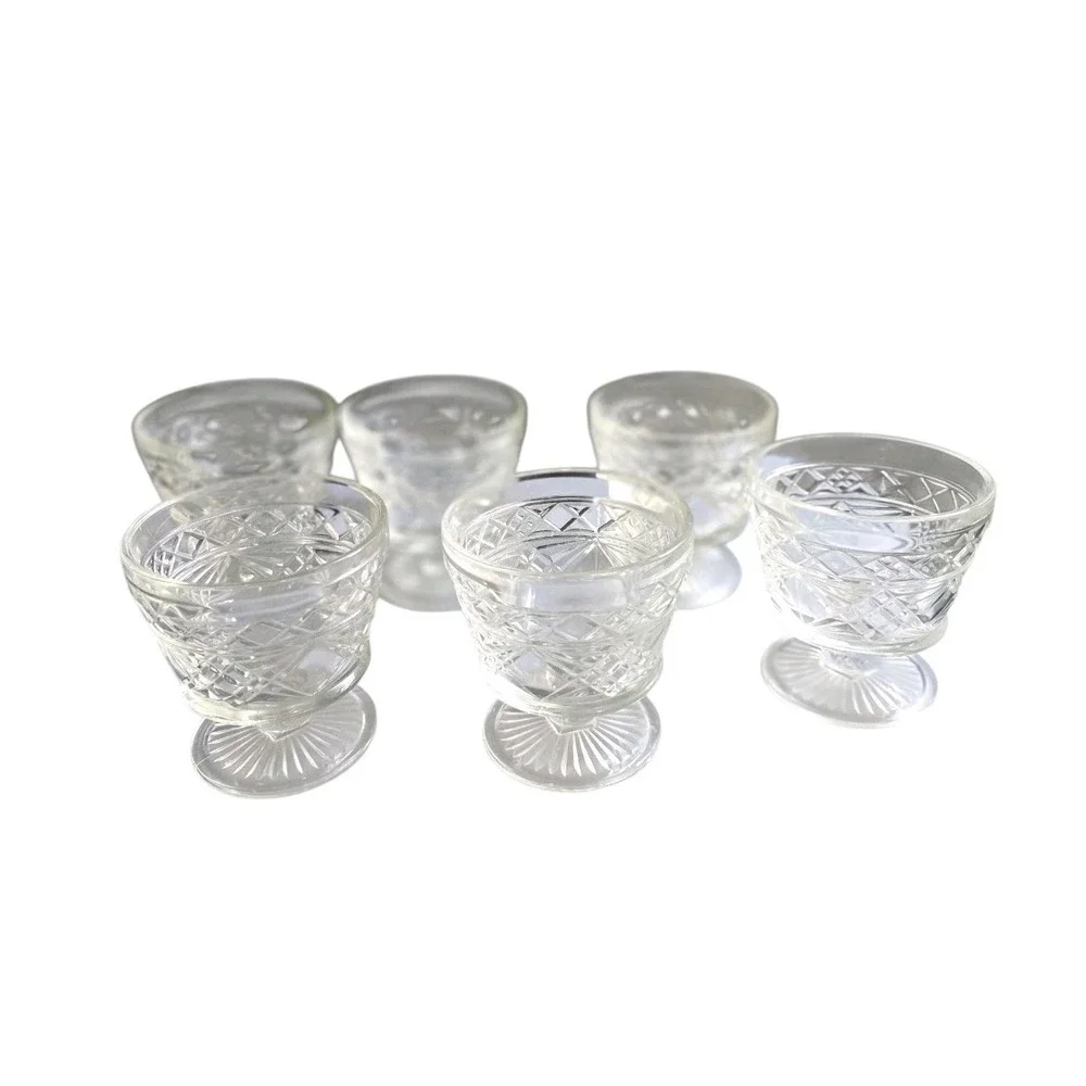 Hazel Atlas Big Top‎ Peanut Butter Footed Sherbet Glass Cup Lot of 6 Vintage 50s